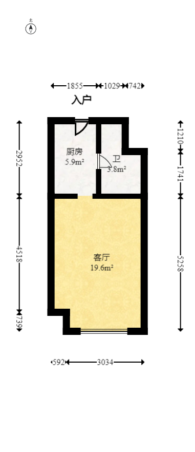 卓越浅水湾  1室1厅1卫   48.00万室内图1
