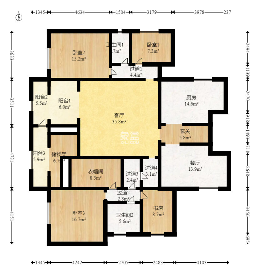 山与墅  4室2厅2卫   156.80万