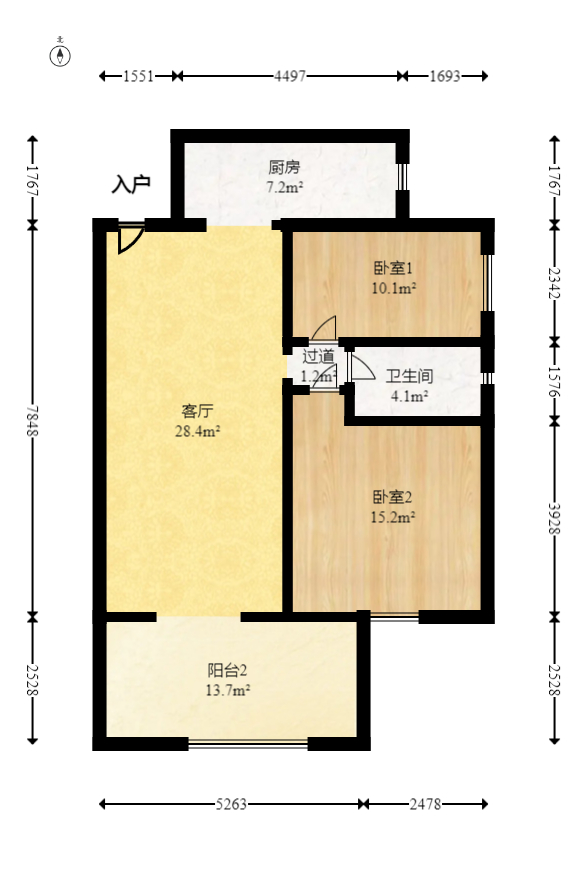 时代倾城四期  2室2厅1卫   88.00万室内图1