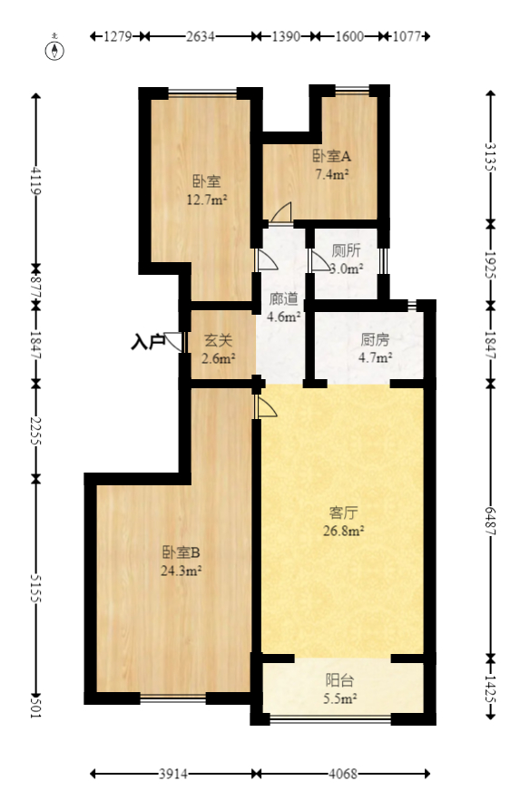 阳光100三期  6室2厅2卫   210.00万室内图1