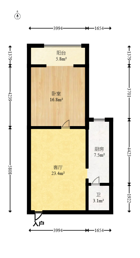 华银园  1室1厅1卫   61.00万室内图1