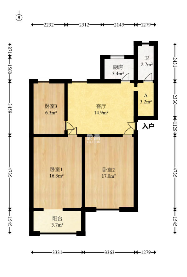 有色金属研究院(湖南有色金属研究院第一、二生活区)  3室1厅1卫    46.0万 有色金属研究院(湖南有色金属研究院第一、二生活区)  3室1厅1卫    46.0万户型图