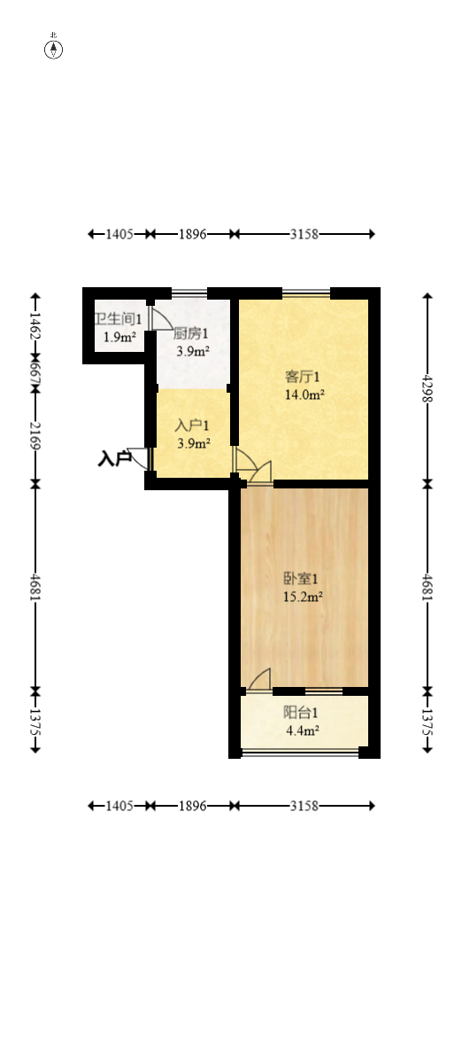 东瓜山一村  1室1厅1卫   40.00万室内图1
