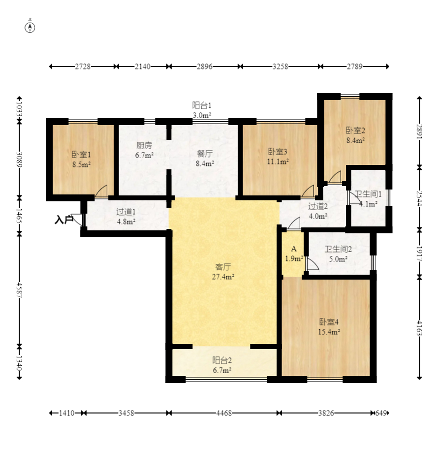 勤诚达境界城 4室2厅2卫 131.0万 勤诚达境界城 4室2厅2卫 131.0万户型图