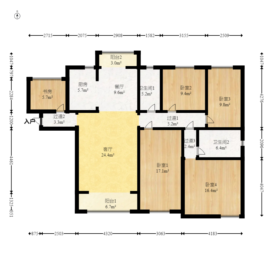 勤诚达境界城  5室2厅2卫   187.00万室内图1