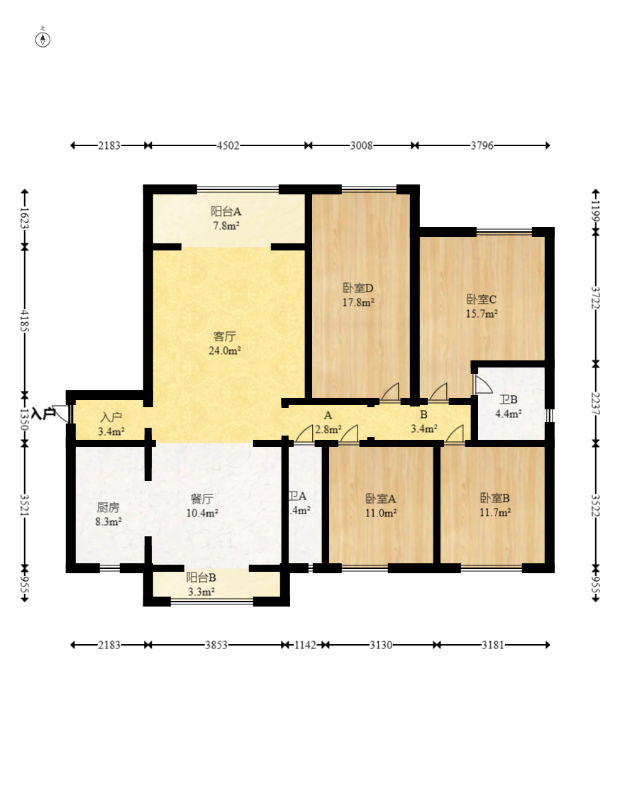 中建嘉和城  4室2厅2卫   142.80万室内图1