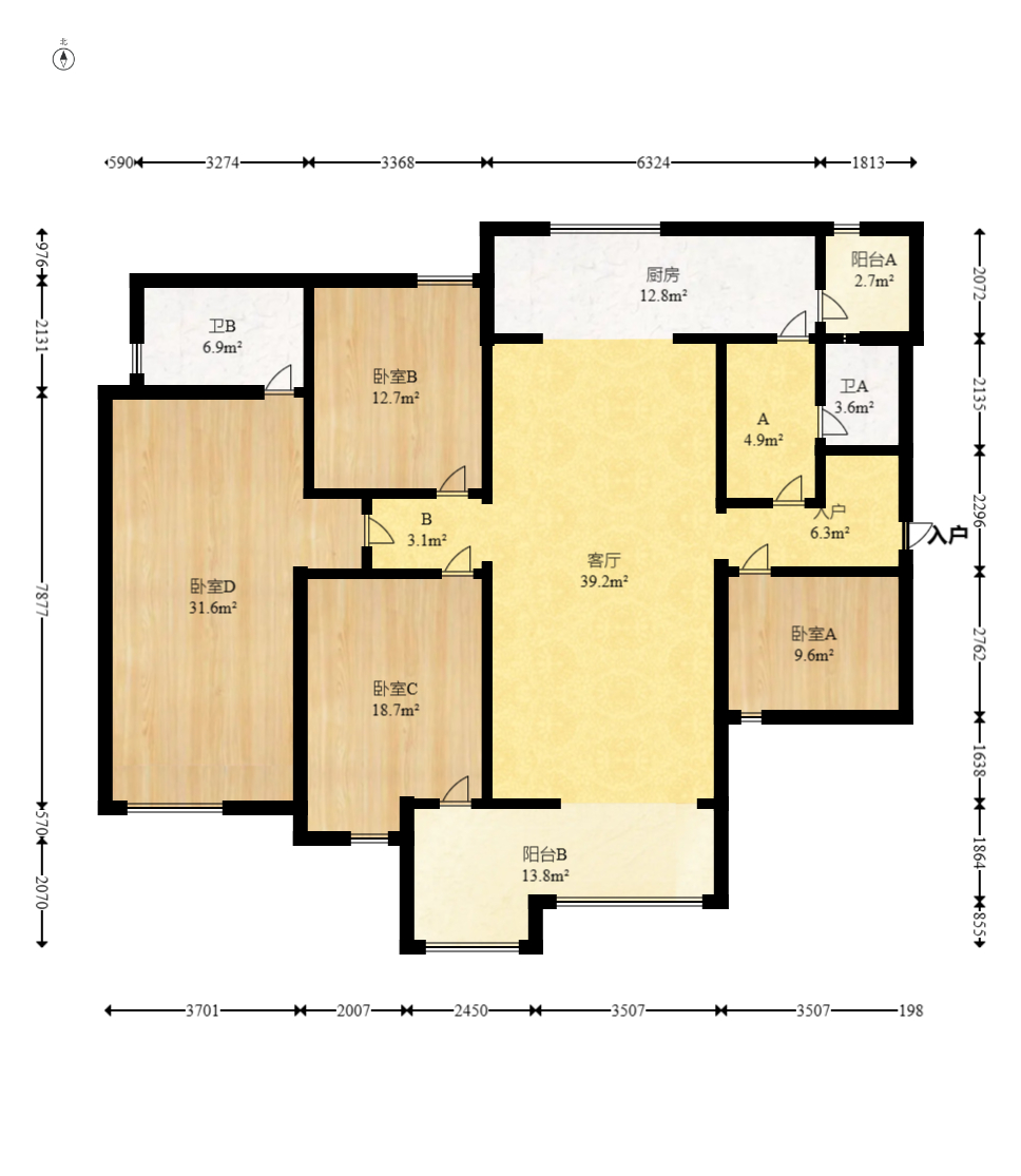 保利城(中航城国际社区、郡原美村) 4室2厅2卫 140.0万 保利城(中航城国际社区、郡原美村) 4室2厅2卫 140.0万户型图