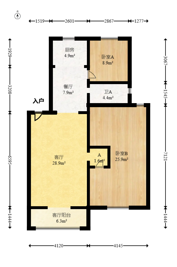 好家园  3室2厅1卫   69.80万室内图1