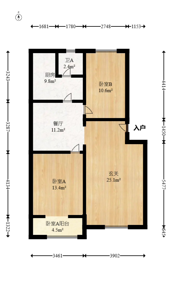 枫林美景  2室2厅1卫   60.00万室内图1
