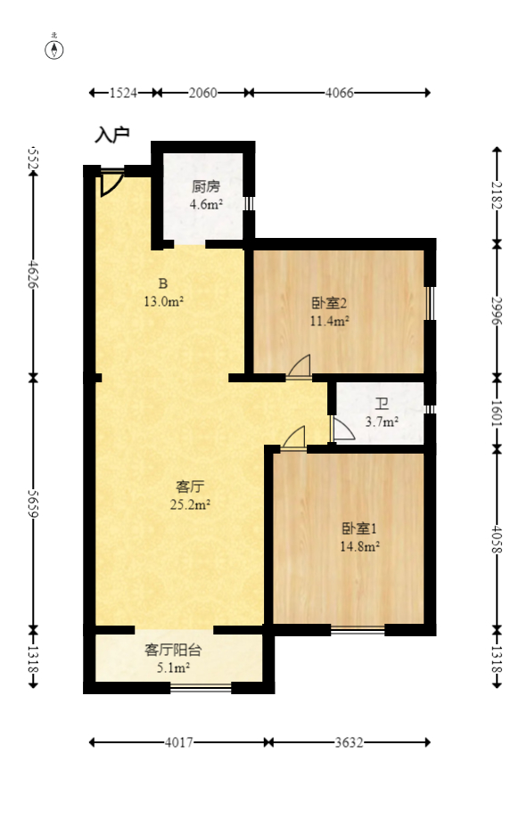 长城雅苑  2室2厅1卫   92.00万室内图1