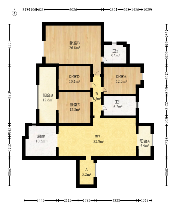 融科东南海  4室2厅2卫   146.80万室内图1