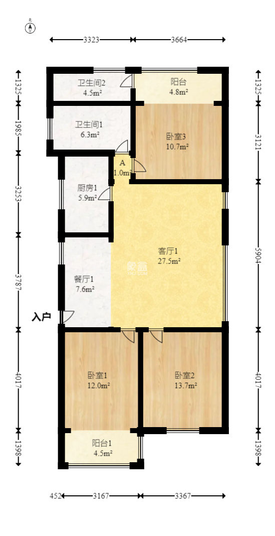 天心雅阁公寓  3室2厅2卫   108.00万