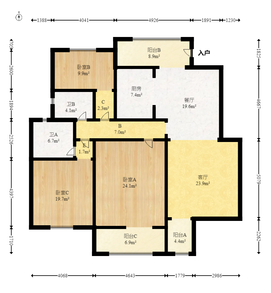 华银天际  3室2厅2卫   98.00万室内图1