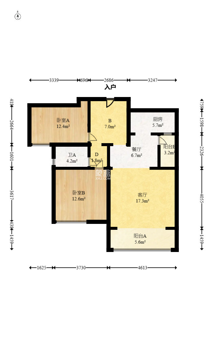 五矿万境水岸一期（万境水岸嘉苑）  2室2厅1卫    78.0万