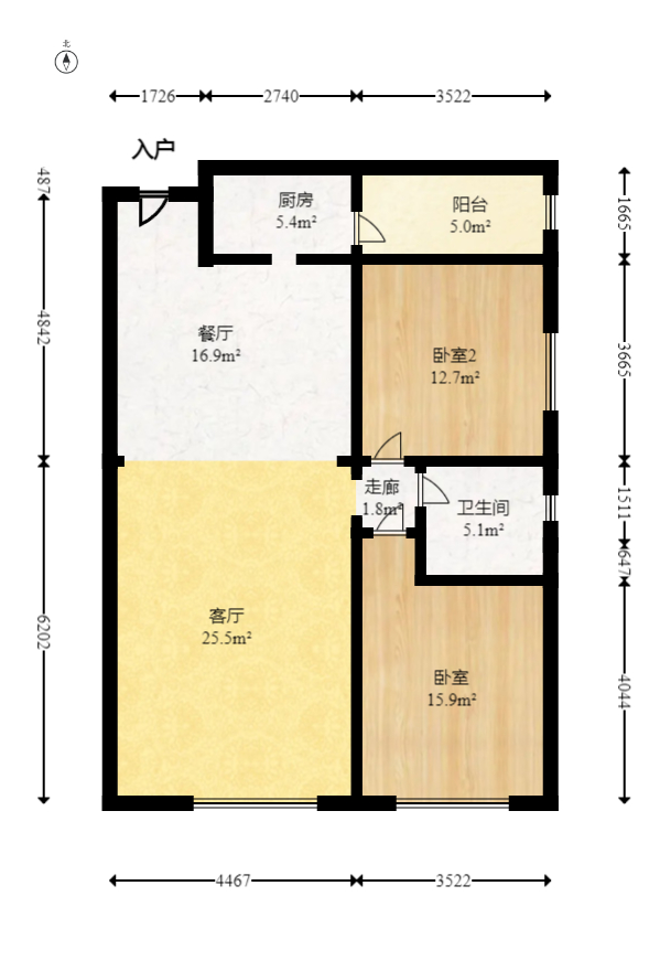 方略潇邦  2室2厅1卫   52.00万室内图1