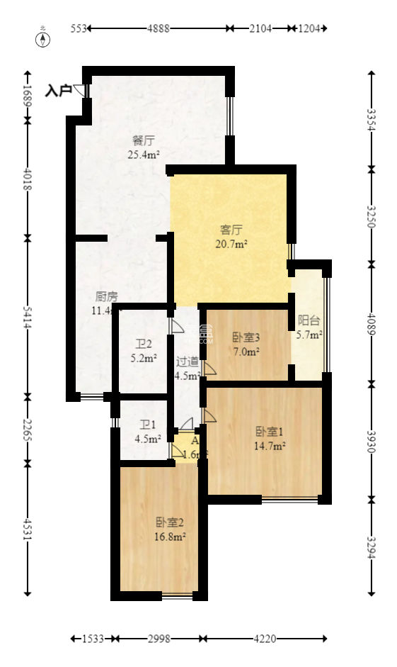兴威帕克水岸  3室2厅2卫   108.00万
