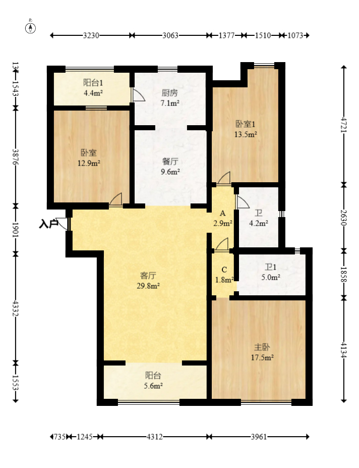三一街区 3室2厅2卫 85.0万 三一街区 3室2厅2卫 85.0万户型图