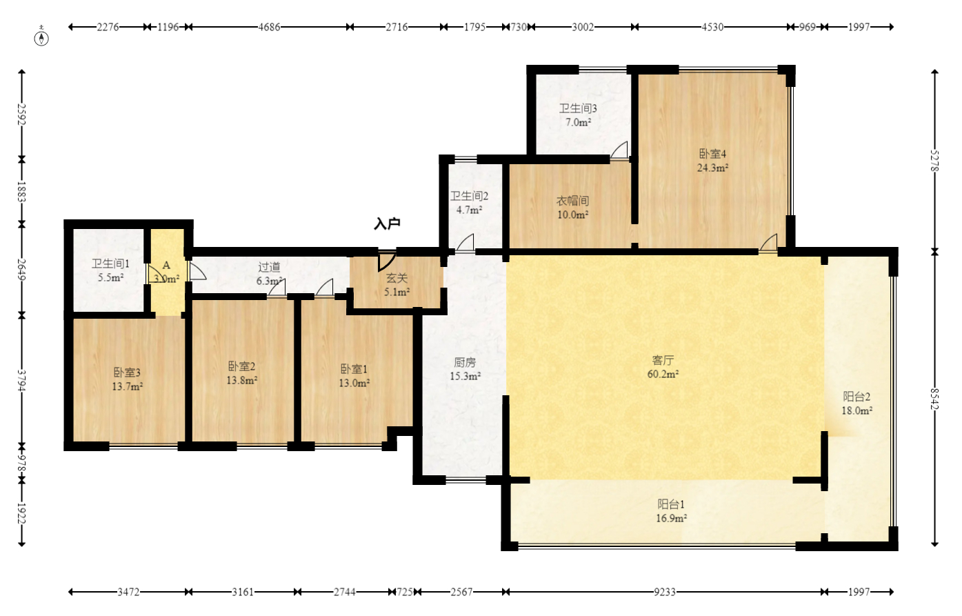 越秀湘江星汇城一期  4室2厅3卫    248.0万 越秀湘江星汇城一期  4室2厅3卫    248.0万户型图