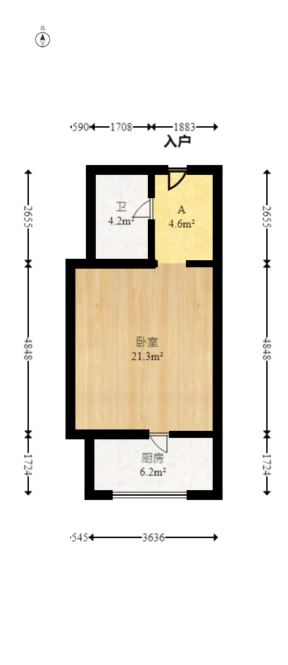 怡海星城  1室1厅1卫   17.00万室内图1