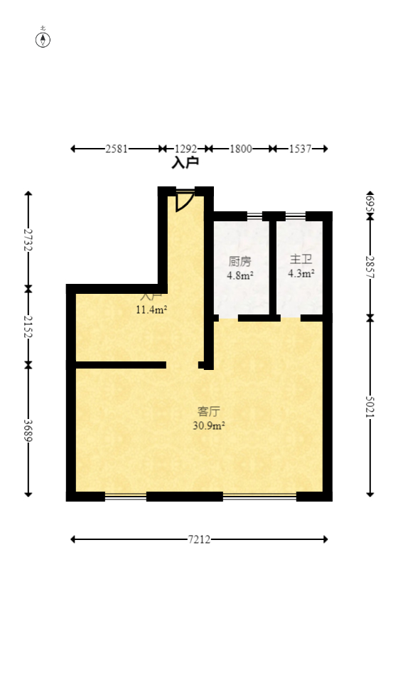 永宏万家里  3室2厅2卫   88.00万室内图1