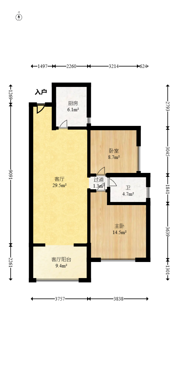 蝴蝶谷 2室2厅1卫 44.8万 蝴蝶谷 2室2厅1卫 44.8万户型图