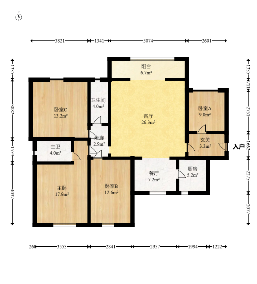 金房奥斯卡  4室2厅1卫    90.0万 金房奥斯卡  4室2厅1卫    90.0万户型图