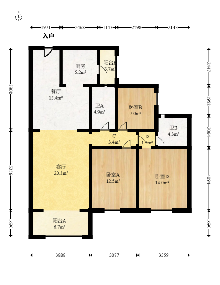 保利大都汇四期 3室2厅2卫 112.5万 保利大都汇四期 3室2厅2卫 112.5万户型图