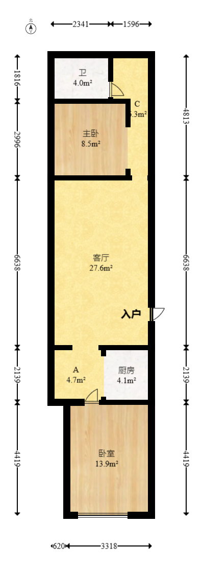 山水湾  2室1厅1卫   45.20万室内图1