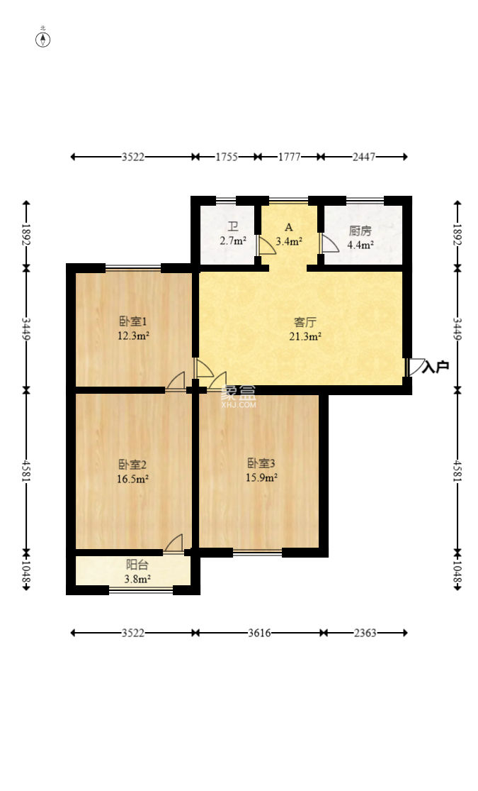 省氣象局宿舍  3室2廳1衛(wèi)   59.80萬