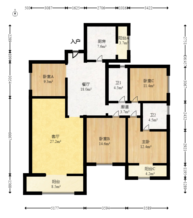 江山帝景哈佛  4室2厅2卫   133.00万室内图1
