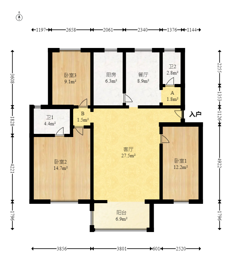 恒达花园  3室2厅1卫    60.0万 恒达花园  3室2厅1卫    60.0万户型图