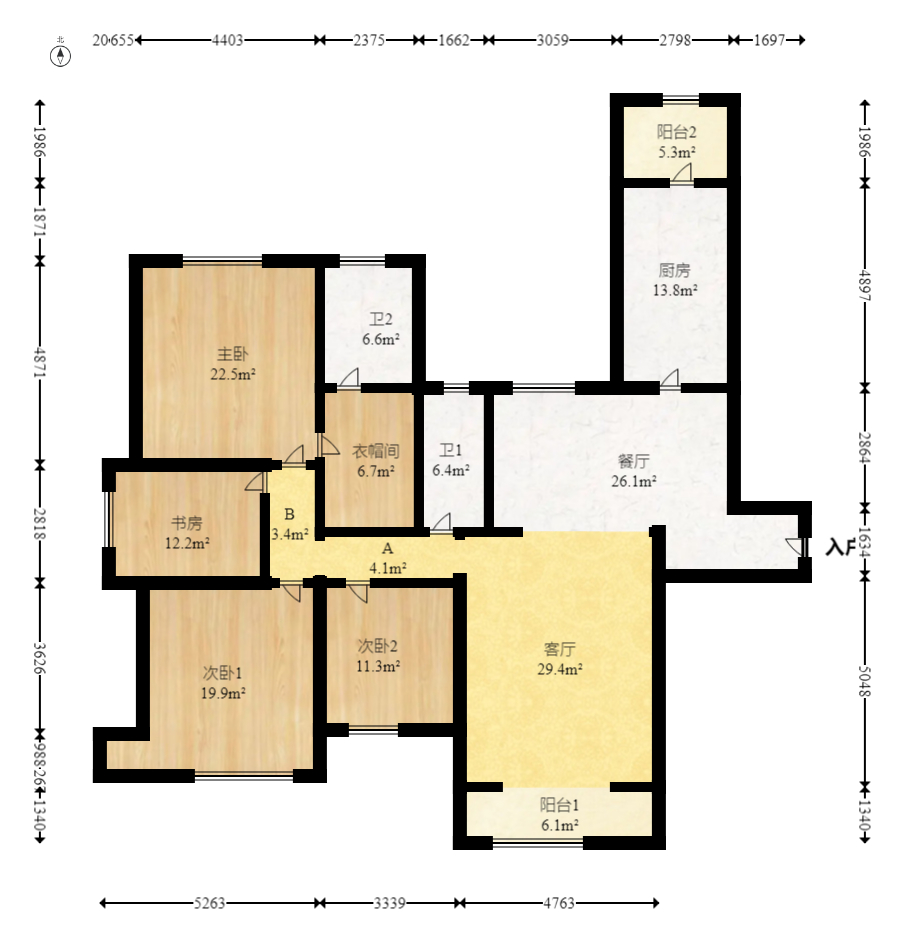 北辰三角洲E3区  4室2厅1卫    276.5万 北辰三角洲E3区  4室2厅1卫    276.5万户型图