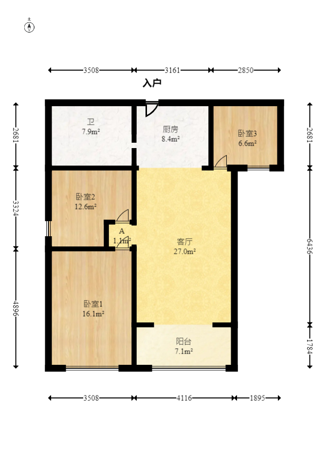 长城非常生活  3室2厅1卫   89.00万室内图1