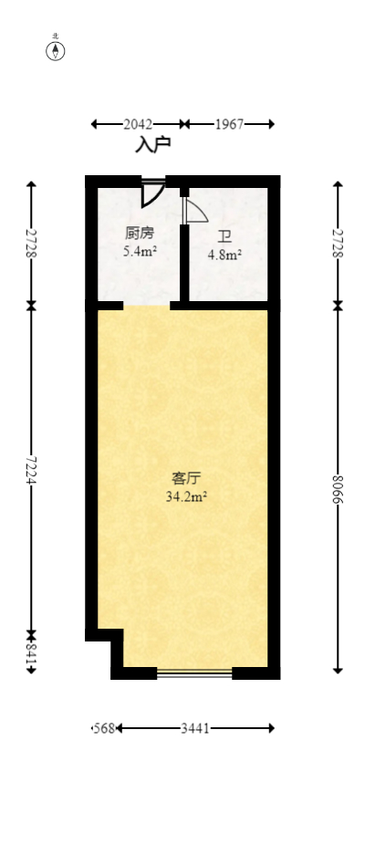 摩天一號  1室1廳1衛(wèi)    37.0萬室內(nèi)圖1