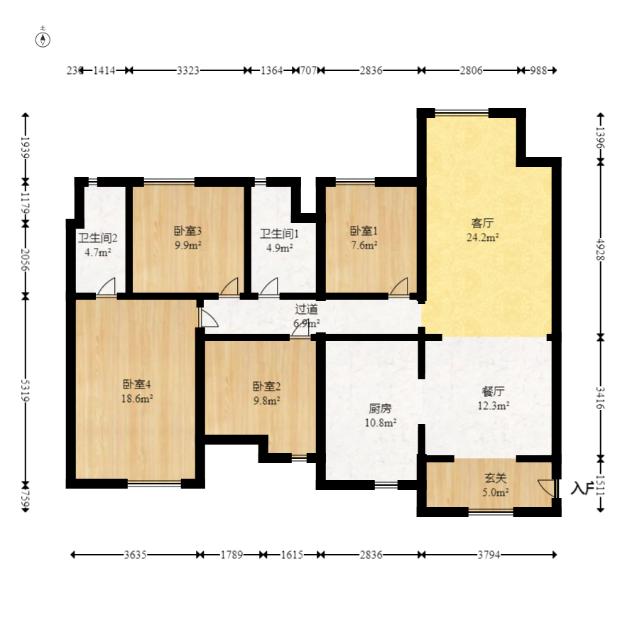 时代倾城.时代遇见  4室2厅2卫    142.0万室内图1