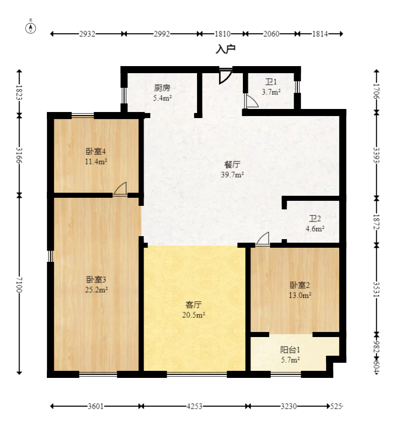 润和湘江天地AB区 4室2厅3卫 156.0万 润和湘江天地AB区 4室2厅3卫 156.0万户型图