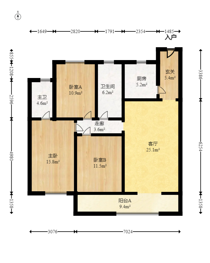 大唐印象二期御府 3室2厅2卫 80.0万 大唐印象二期御府 3室2厅2卫 80.0万户型图