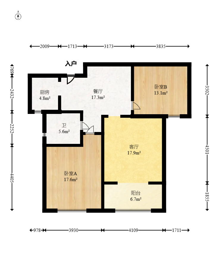 复地崑玉国际一期  2室2厅1卫    182.0万 复地崑玉国际一期  2室2厅1卫    182.0万户型图