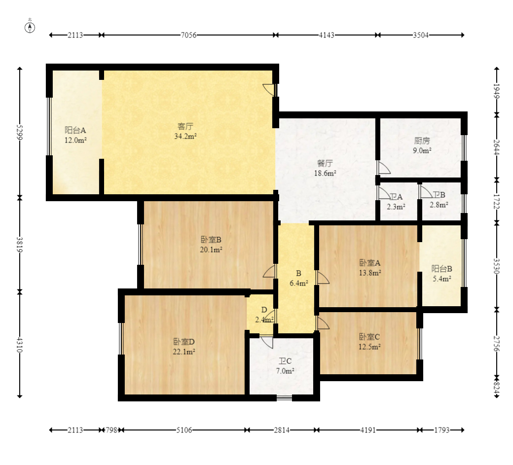 泰禹家园(彩云之翼家园一期、二期、三期) 4室2厅2卫 135.0万 泰禹家园(彩云之翼家园一期、二期、三期) 4室2厅2卫 135.0万户型图