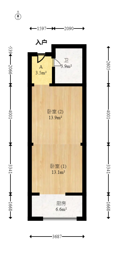 东塘瑞府  1室1厅1卫   36.80万室内图1