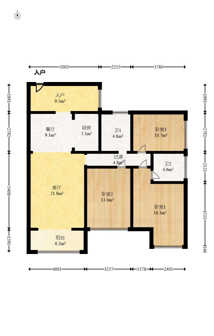 通用时代国际社区 3室2厅2卫 132.0万 通用时代国际社区 3室2厅2卫 132.0万户型图