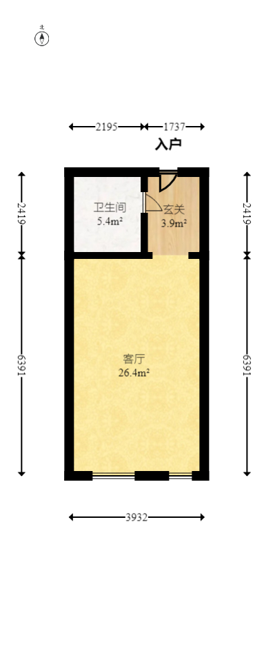 美林银谷  1室1厅1卫   39.00万室内图1