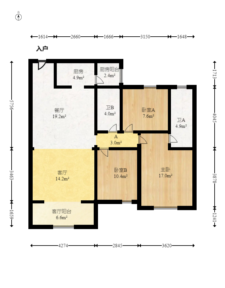 协信星澜汇  3室2厅2卫   131.00万室内图1