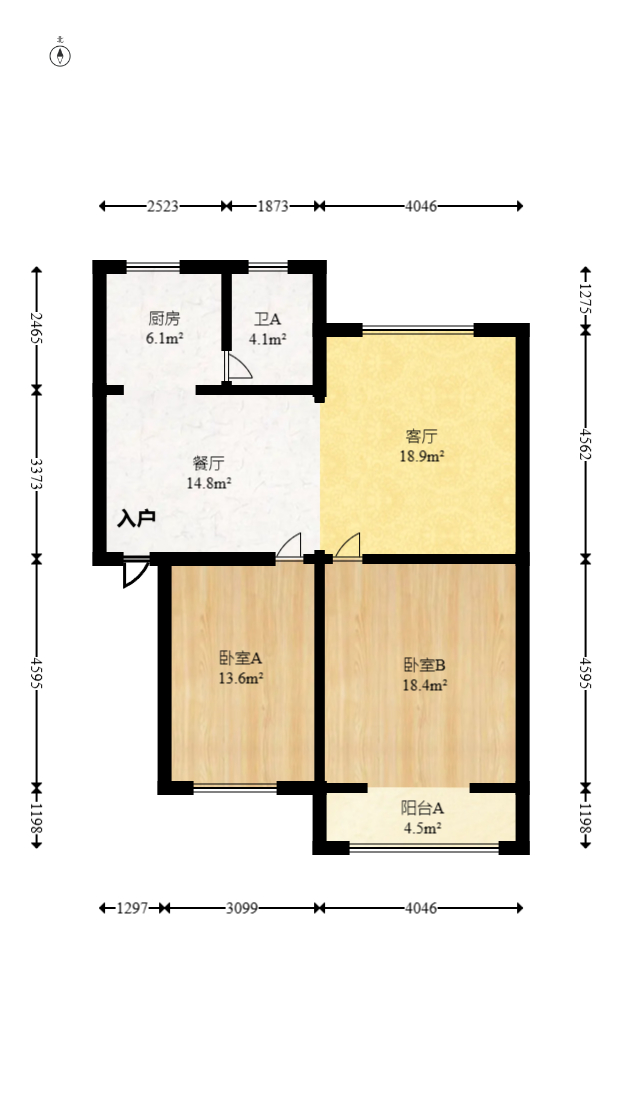 莲湖汽车饰品城（莲湖公寓）  2室2厅1卫   46.00万室内图1