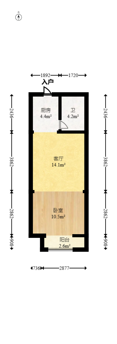 东一时区  1室0厅1卫   27.00万室内图1