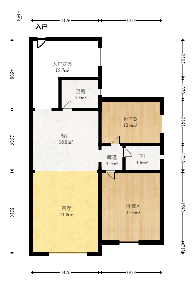 江山帝景雅典  2室2厅1卫   98.00万室内图1