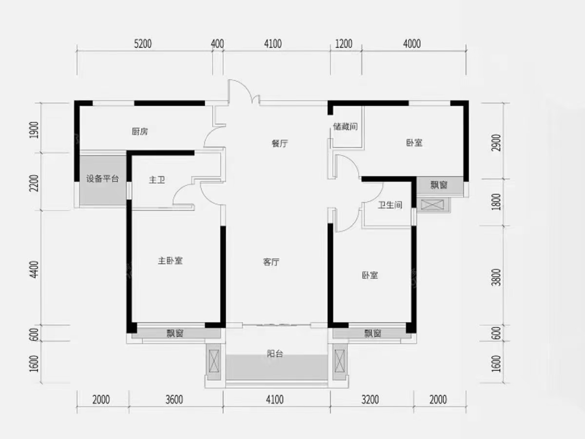 锦绣湘江  4室2厅3卫   3500.00元/月户型图