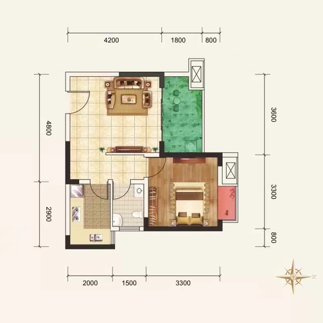 华晨神农湾 2室1厅2卫 45.0万 华晨神农湾 2室1厅2卫 45.0万室内图