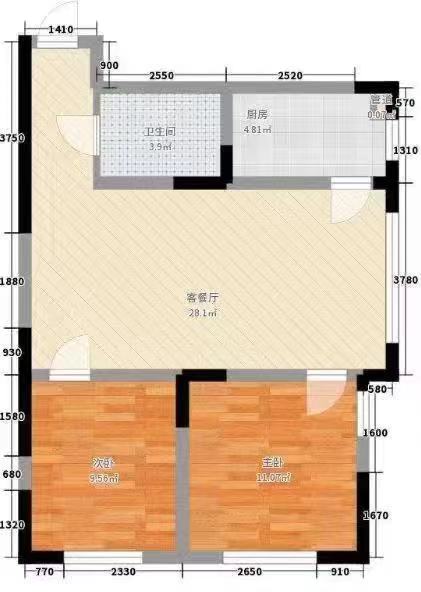 金柘小区  2室1厅1卫   1200.00元/月户型图