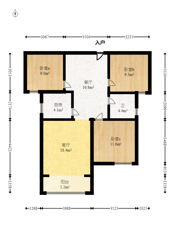 富基世纪公园  3室2厅1卫    52.0万室内图1